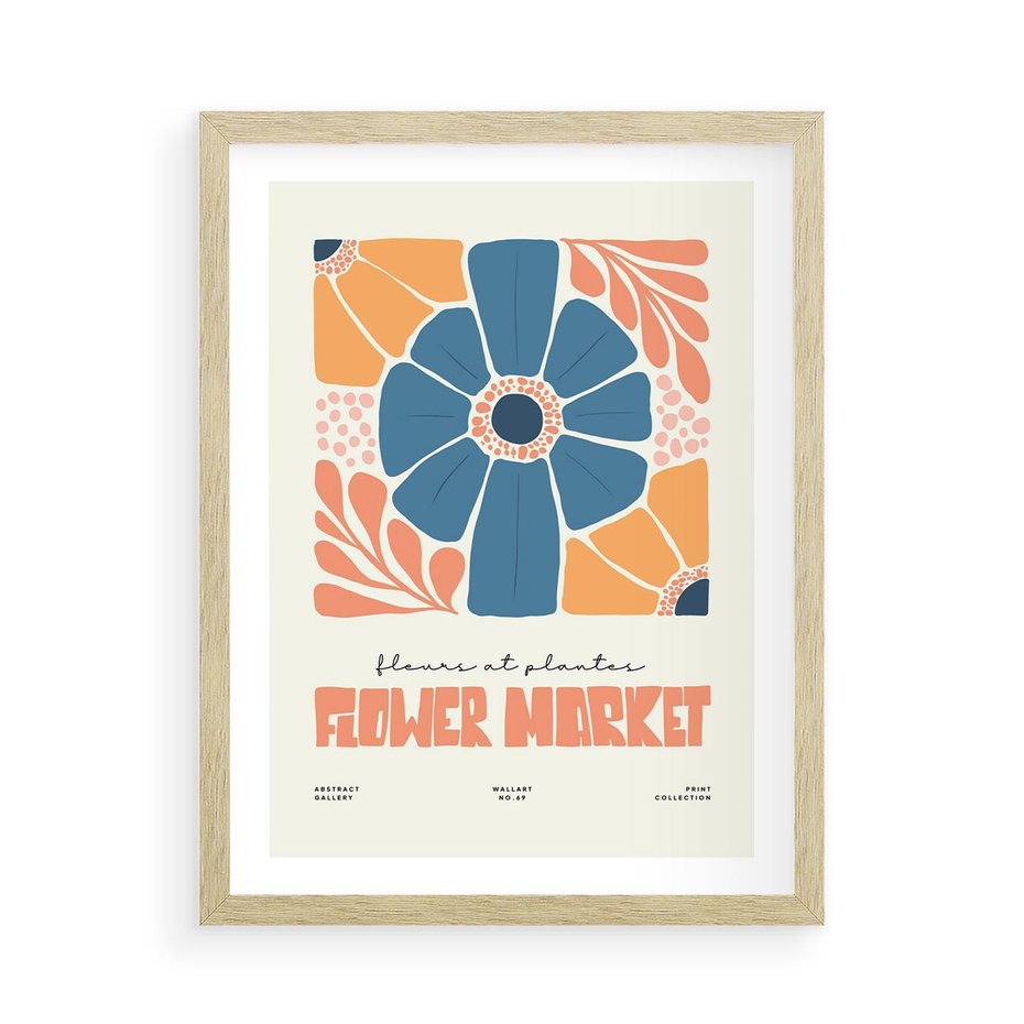 Plakat w ramie 50x70 - Rozbijające Widoki - kwiaty, nowoczesny plakat - rama drewno