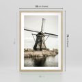 Plakat w ramie 50x70 - Holenderski Wiatrak w Sepii - holenderski wiatrak, młyn - rama drewno