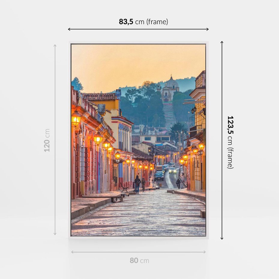 Obraz w ramie 80x120 - W stronę marzycielskich horyzontów - włoska uliczka, wieczór - rama biała