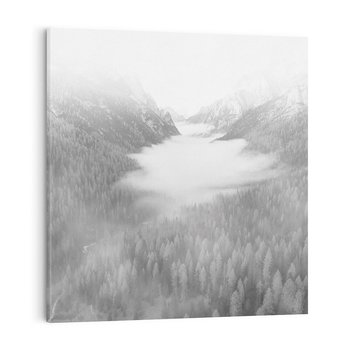 Obraz na płótnie 70x70 - Szare Góry - zamglony krajobraz, las