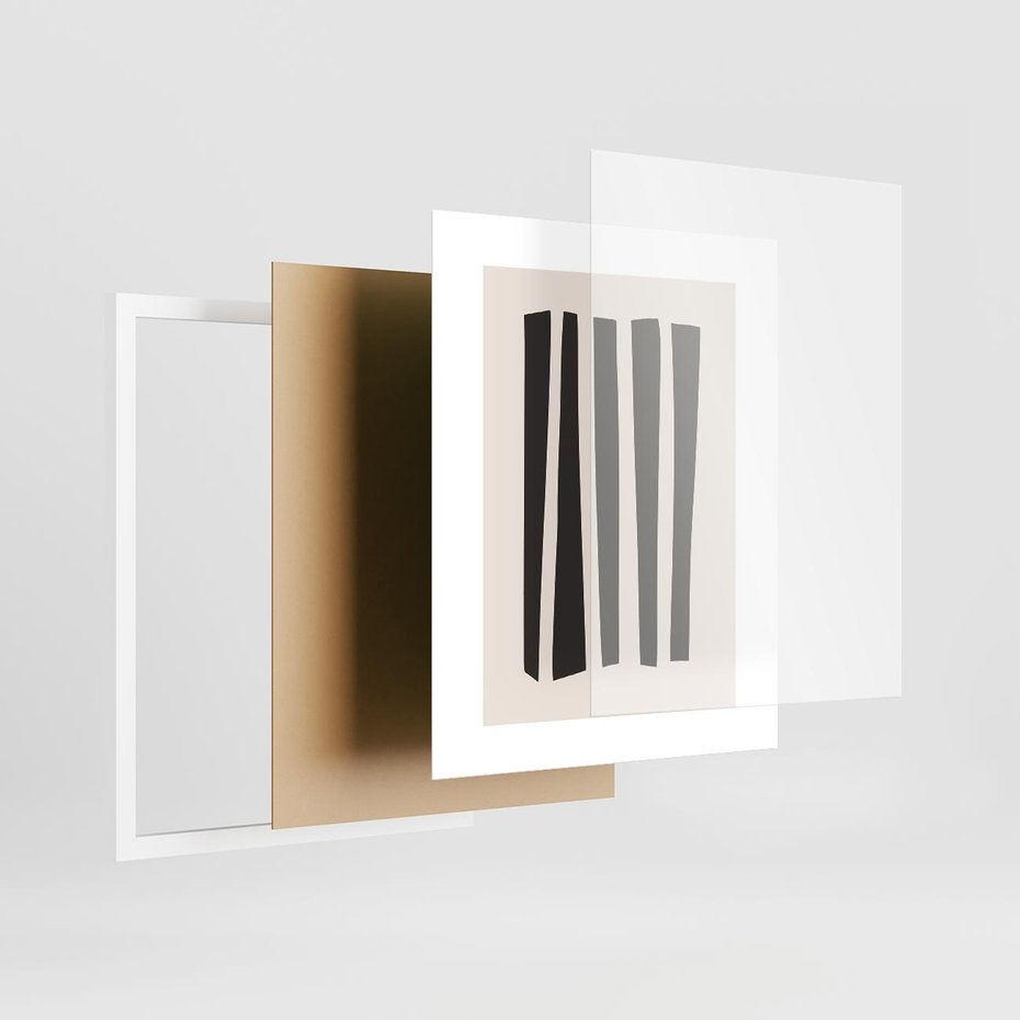 Plakat w ramie 40x50 - Migotliwa Transformacja Form - minimalizm, czarne pasy - rama biała