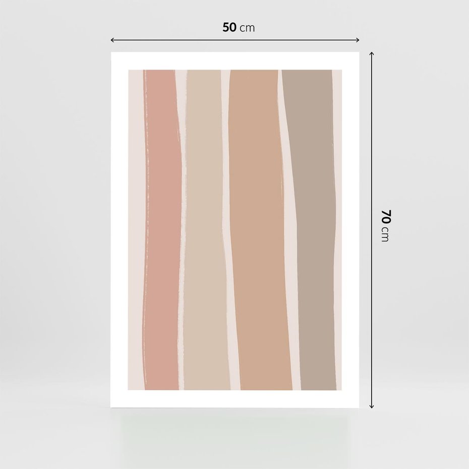 Plakat bez ramy 50x70 - Tęczowa Zgaszona Aura - abstakcyjne tęczowe pasy, delikatne odcienie beżu