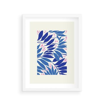 Plakat w ramie 30x40 - Kolorowy Wir - liściasta kompozycja, nowoczesny plakat - rama biała