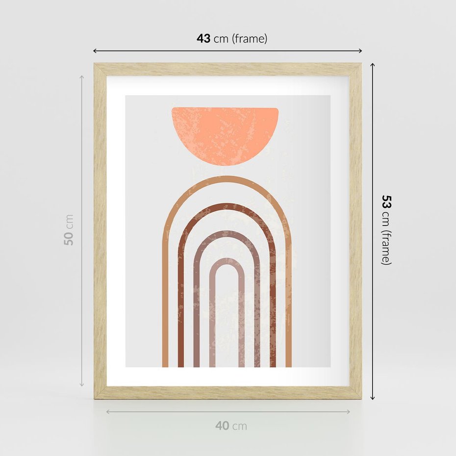 Plakat w ramie 40x50 - Geometryczny Blask Złota - grafika, złoto - rama drewno