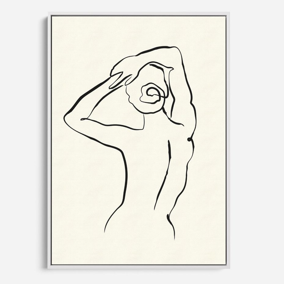 Obraz w ramie 80x120 - Tajemniczy Rytm - kobieta, posąg - rama biała