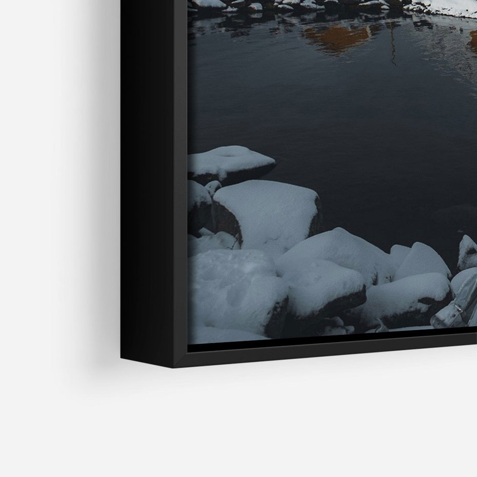 Obraz w ramie 50x70 - Minimalizm i Urok Natury - skandynawskie, domki - rama czarna