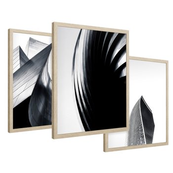 Zestaw obrazy w ramie 40x50 galeria - Nowoczesne, wieżowce, architektura - rama drewno