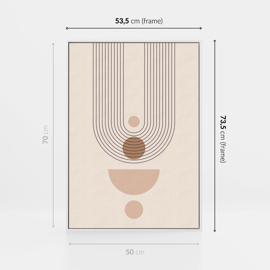 Obraz w ramie 50x70 - Strukturalne Kształty Postępu - boho plakat, minimalizm - rama biała
