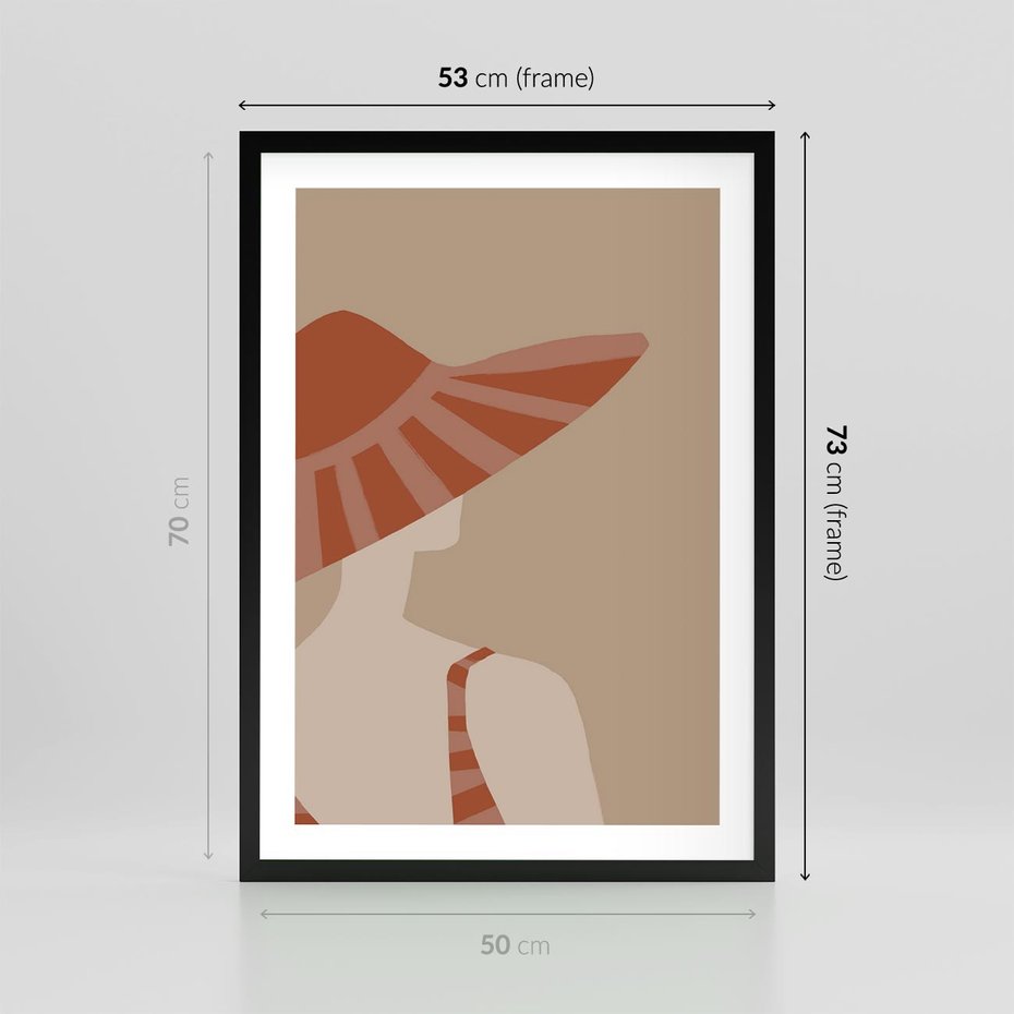 Plakat w ramie 50x70 - Kobiecy Portret - plakat retro, kobieta w kapeluszu - rama czarna