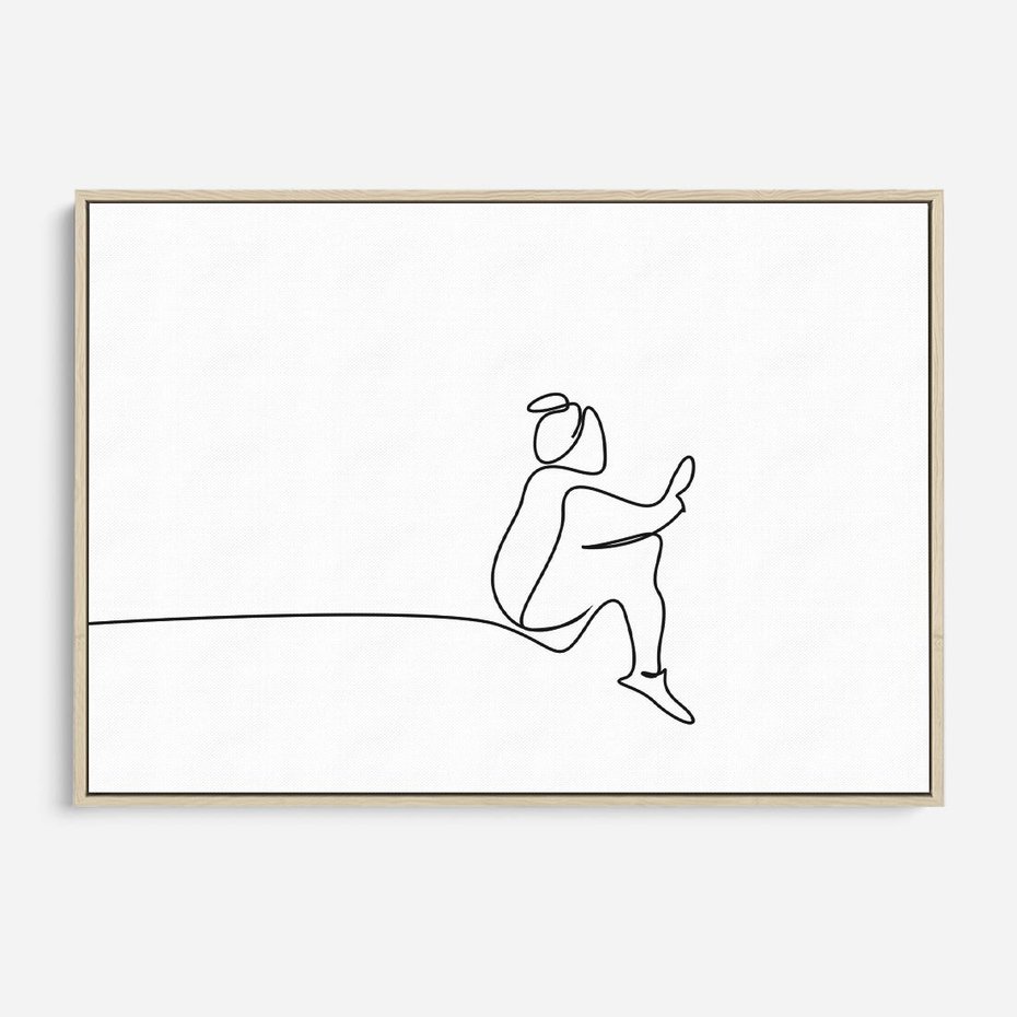 Obraz w ramie 120x80 - Linie Wewnętrznej Refleksji - line art, szkic - rama drewno