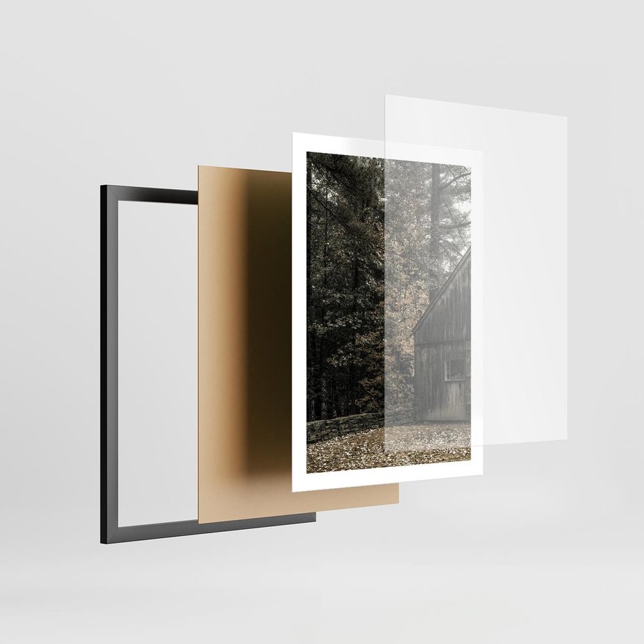 Plakat w ramie 50x70 - Dom w Lesie - chatka w lesie, górski domek - rama czarna