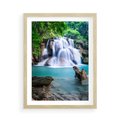 Plakat w ramie 50x70 - Abstrakcyjna nowoczesność - wodospad, woda - rama drewno