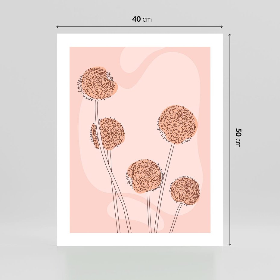 Plakat bez ramy 40x50 - Rozkwitające Emocje - minimalistyczny plakat, pudrowe kwiaty