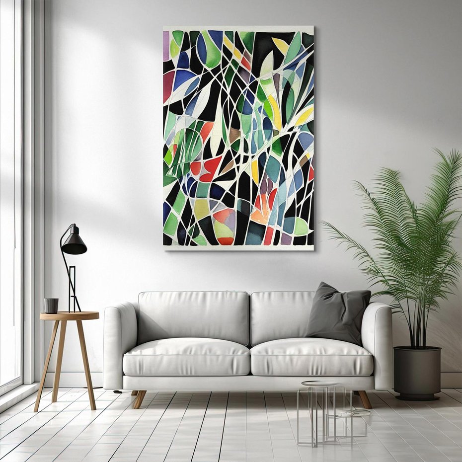 Obraz na płótnie 80x120 - Taniec Plam i Kształtów - abstrakcyjny akwarelowy obraz, plamy