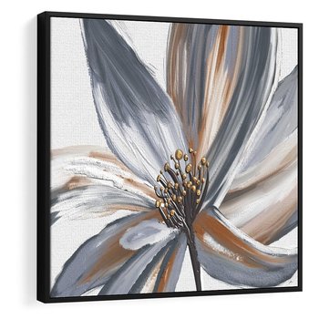 Obraz w ramie 50x50 - Olejne kwiaty - wyraz emocji - kwiaty, malowane - rama czarna