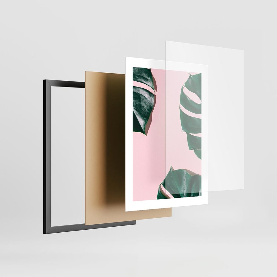 Plakat w ramie 30x40 - Minimalizm Natury - minimalizm, liście monstery - rama czarna