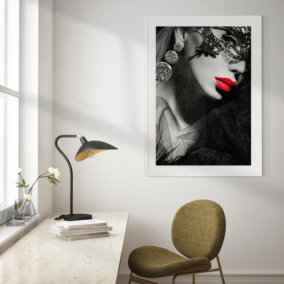 Plakat w ramie 30x40 - Zmysłowe usta damy - kobieta, usta - rama biała