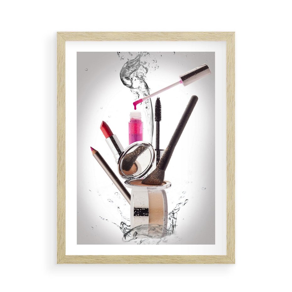 Plakat w ramie 50x70 - Moda, makijaż i relaks - moda, makijaż - rama drewno