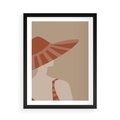 Plakat w ramie 50x70 - Kobiecy Portret - plakat retro, kobieta w kapeluszu - rama czarna