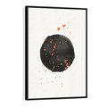 Obraz w ramie 50x70 - Wibracje Kolorów - abstrakcyjna czarna plama, rozsiane pomarańczowe kropki - rama czarna