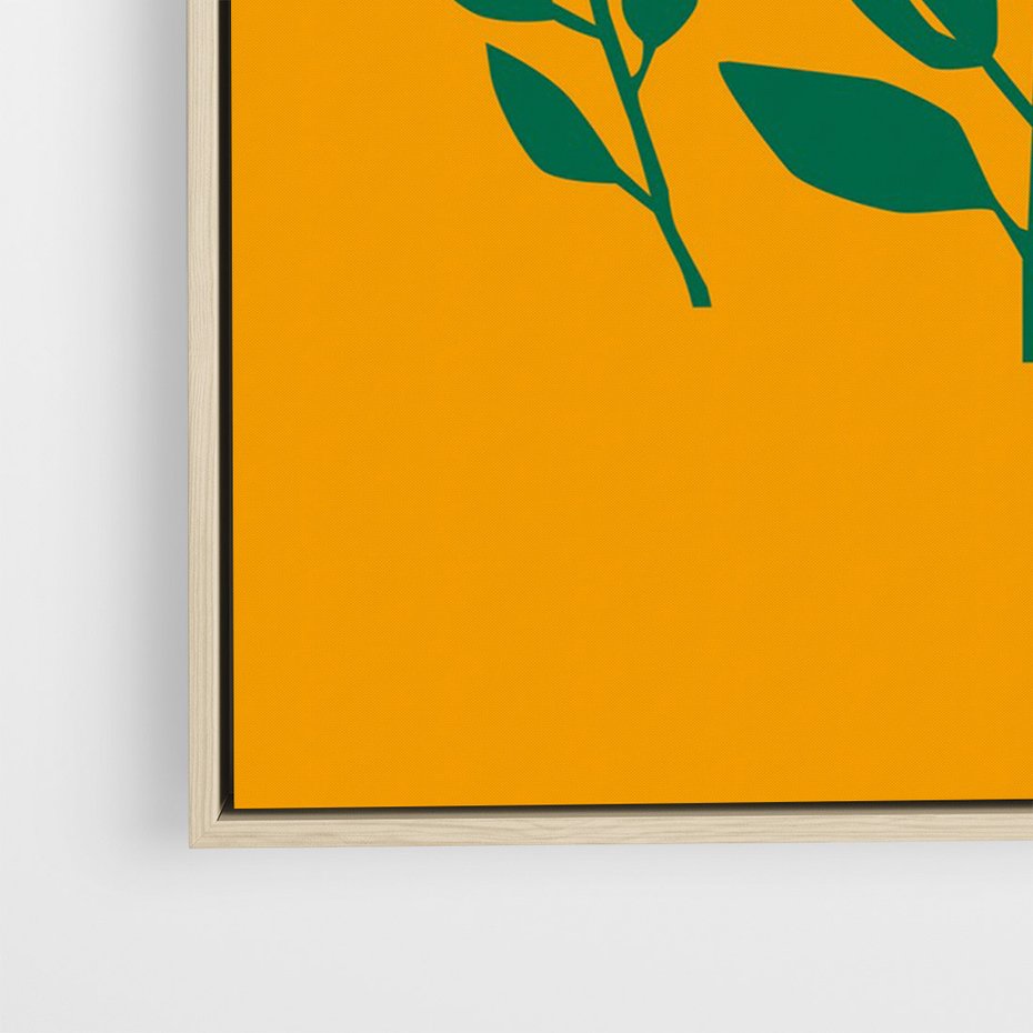 Obraz w ramie 70x100 - Kolorowe Impresje - abstrakcyjna kwiatowa kompozycja, żółte mocne tło - rama drewno