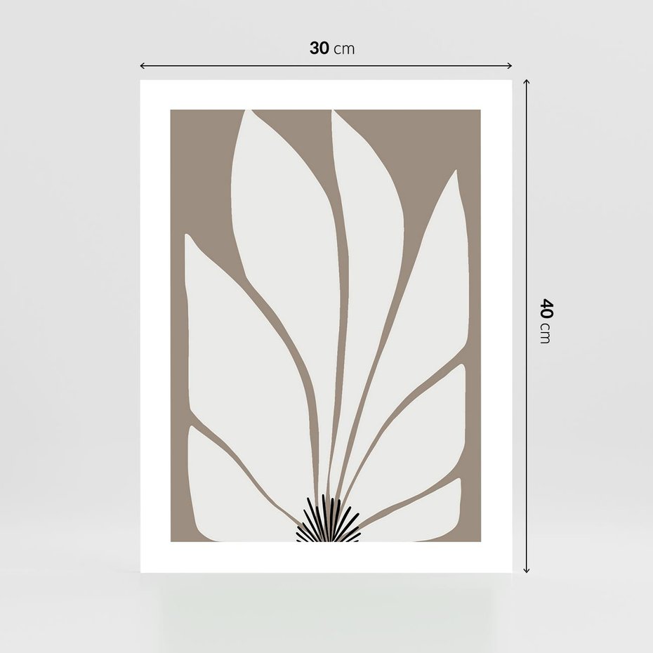 Plakat bez ramy 30x40 - Ekspresyjne Kontury - abstrakcyjny kwiat, beże i brązy