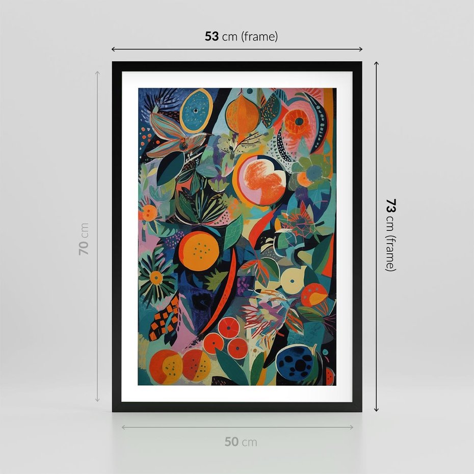 Plakat w ramie 50x70 - Echa Nietuzinkowych Wzorców - abstrakcyjny obraz olejny, jak picasso - rama czarna