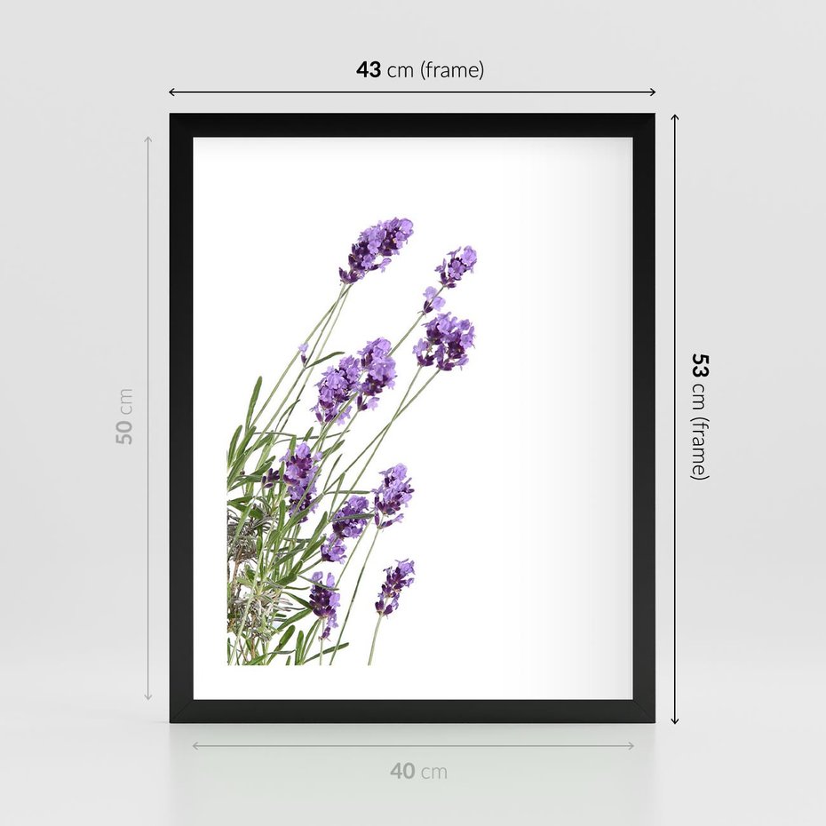Plakat w ramie 40x50 - Delikatny Urok - lawenda, kwiaty - rama czarna