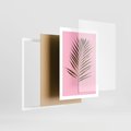 Plakat w ramie 50x70 - Promienie złotej palmy - złota, palma - rama biała