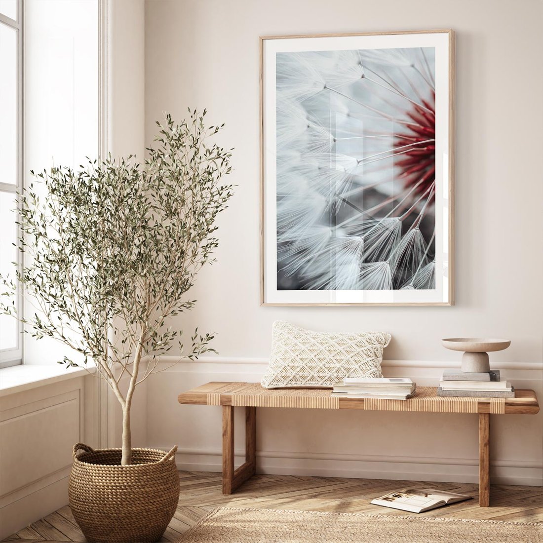 Plakat w ramie 50x70 - Makro Magii Natury - dmuchawiec, zbliżenie makro - rama drewno