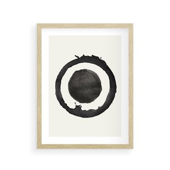 Plakat w ramie 50x70 - Harmonijne Emocje - abstrakcyjne plamy okręgi, akwarelowe - rama drewno