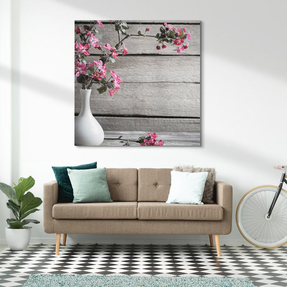 Obraz na płótnie 40x40 - Harmonia w wazonie - kwiaty, wazon