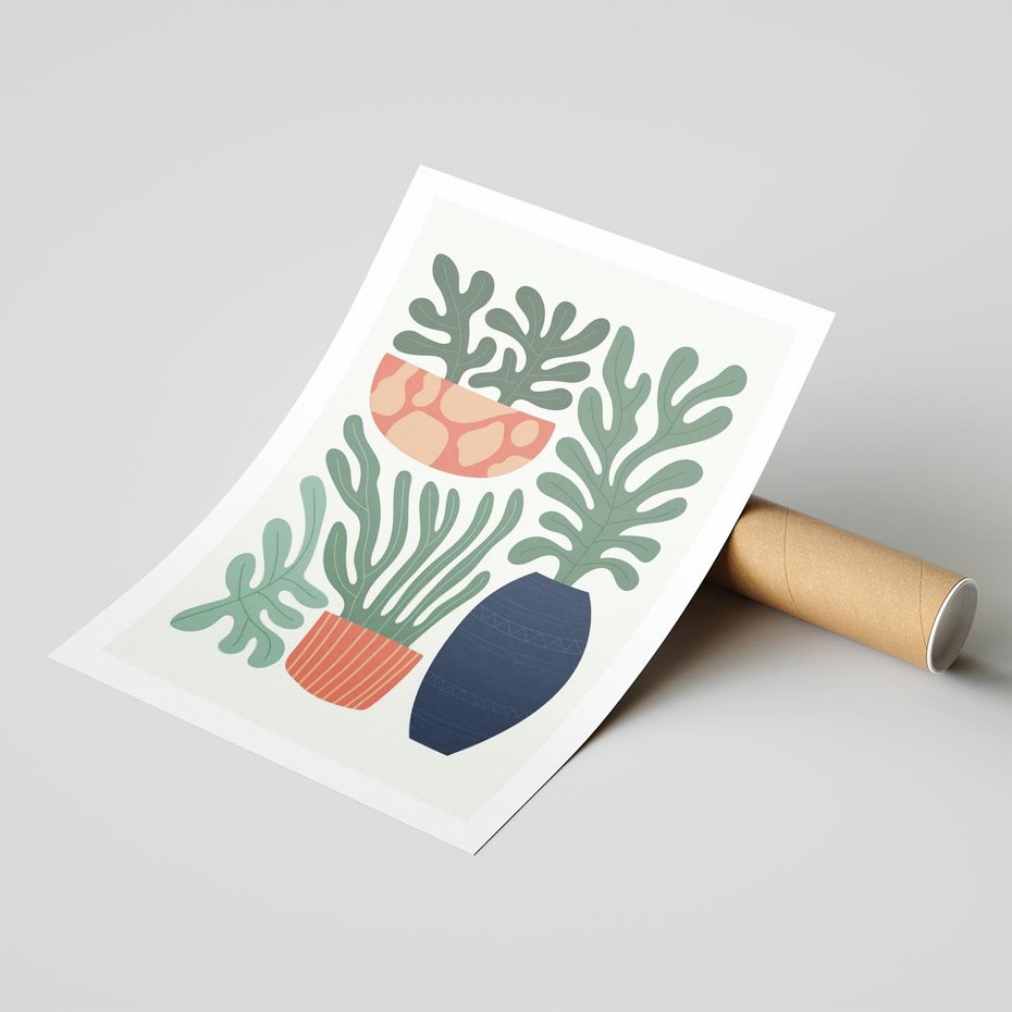 Plakat bez ramy 21x30 - Abstrakcyjne Roślinne Formy - nowoczesna grafika, rośliny