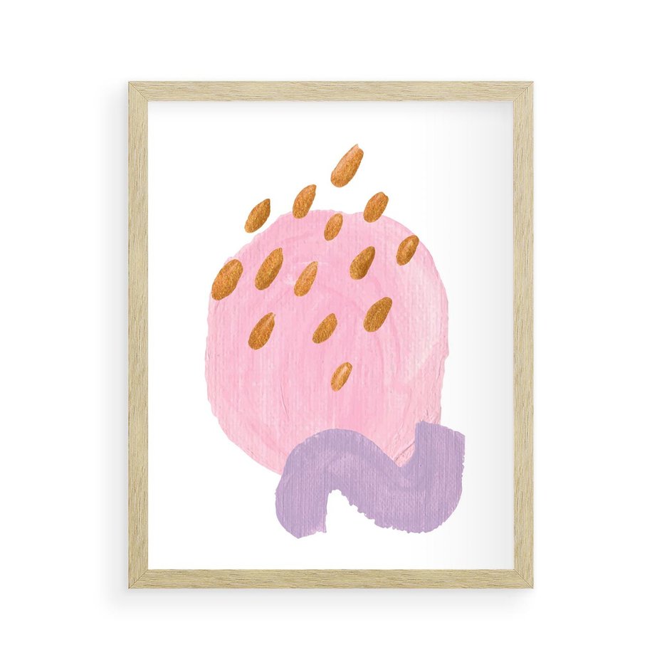 Plakat w ramie 40x50 - Migoczące Pastelowe Kształty - akwarela, minimalizm - rama drewno