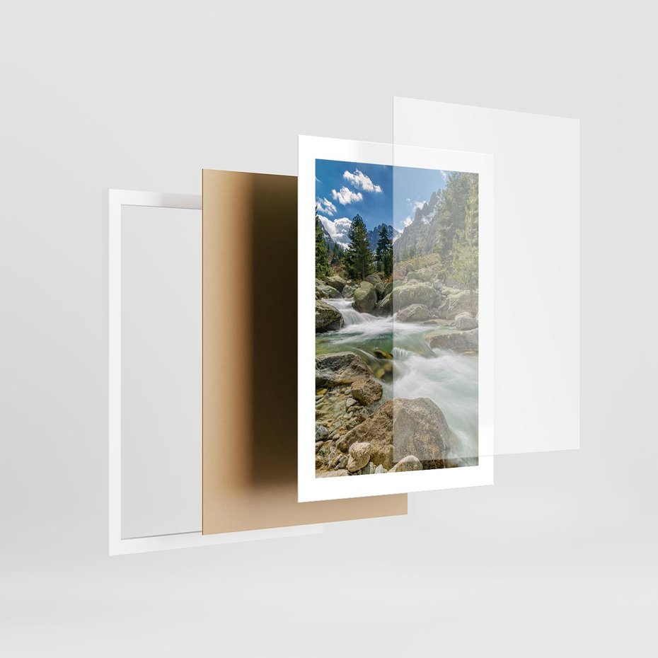 Plakat w ramie 30x40 - Górski strumyk w harmonii - strumyk, górski - rama biała