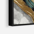 Obraz w ramie 50x50 - Refrakcje płynącej rzeczywistości - jak marmurowa rzeka, linie złota - rama czarna