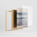 Zestaw obrazy w ramie 50x70 galeria - Plaża, piasek, ślady, kapelusz - rama drewno