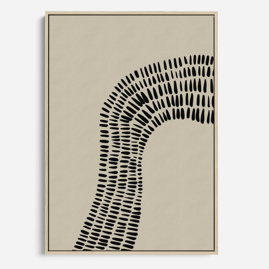 Obraz w ramie 50x70 - Migotliwa Innowacyjna Ekspresja - boho plakat, czarne kropki kreski - rama drewno