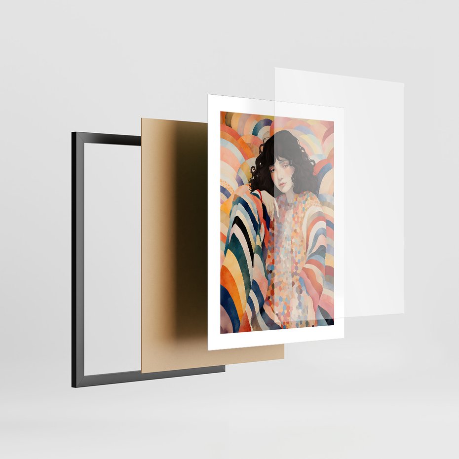 Zestaw obrazy w ramie 50x70 galeria - kobieta, boho, obraz, olejny, akwarela - rama czarna