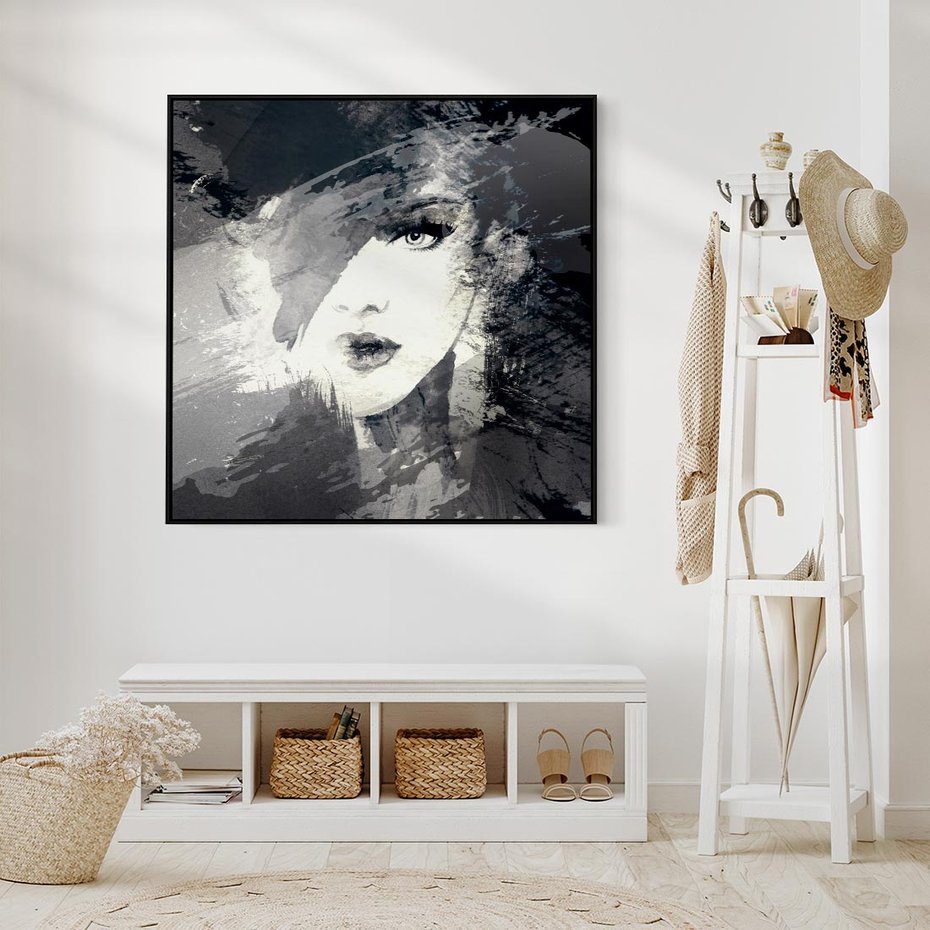 Obraz w ramie 50x50 - Abstrakcyjna wizja kobiety - abstrakcja, kobieta - rama czarna