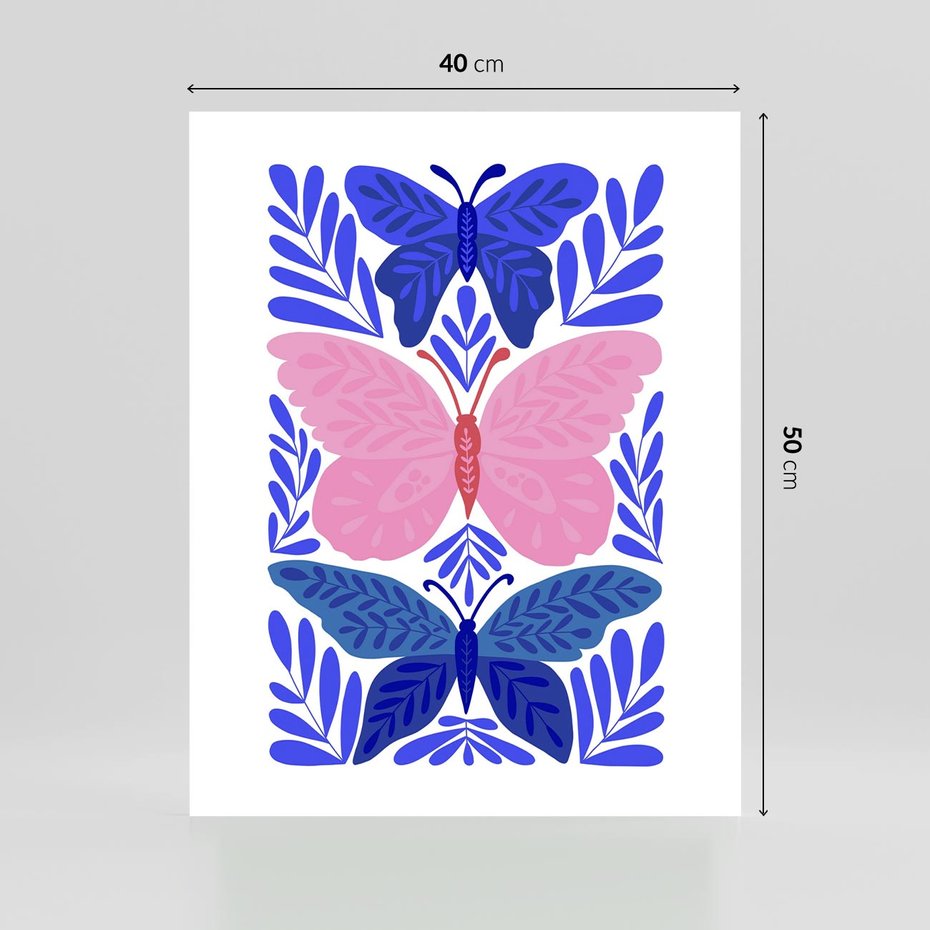 Plakat bez ramy 40x50 - Delikatna Symfonia Natury - motyle, rośliny