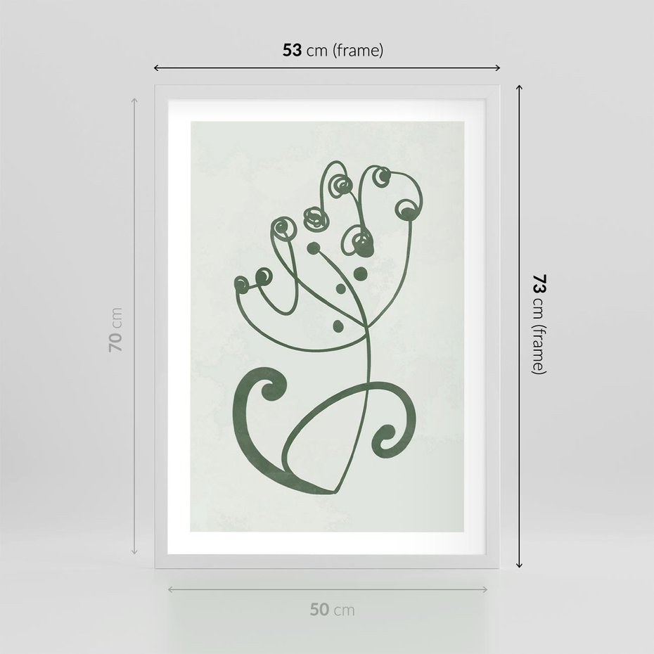 Plakat w ramie 50x70 - Zieleń Wyjątkowego Ukojenia - zielony odcień, abstrakcja - rama biała