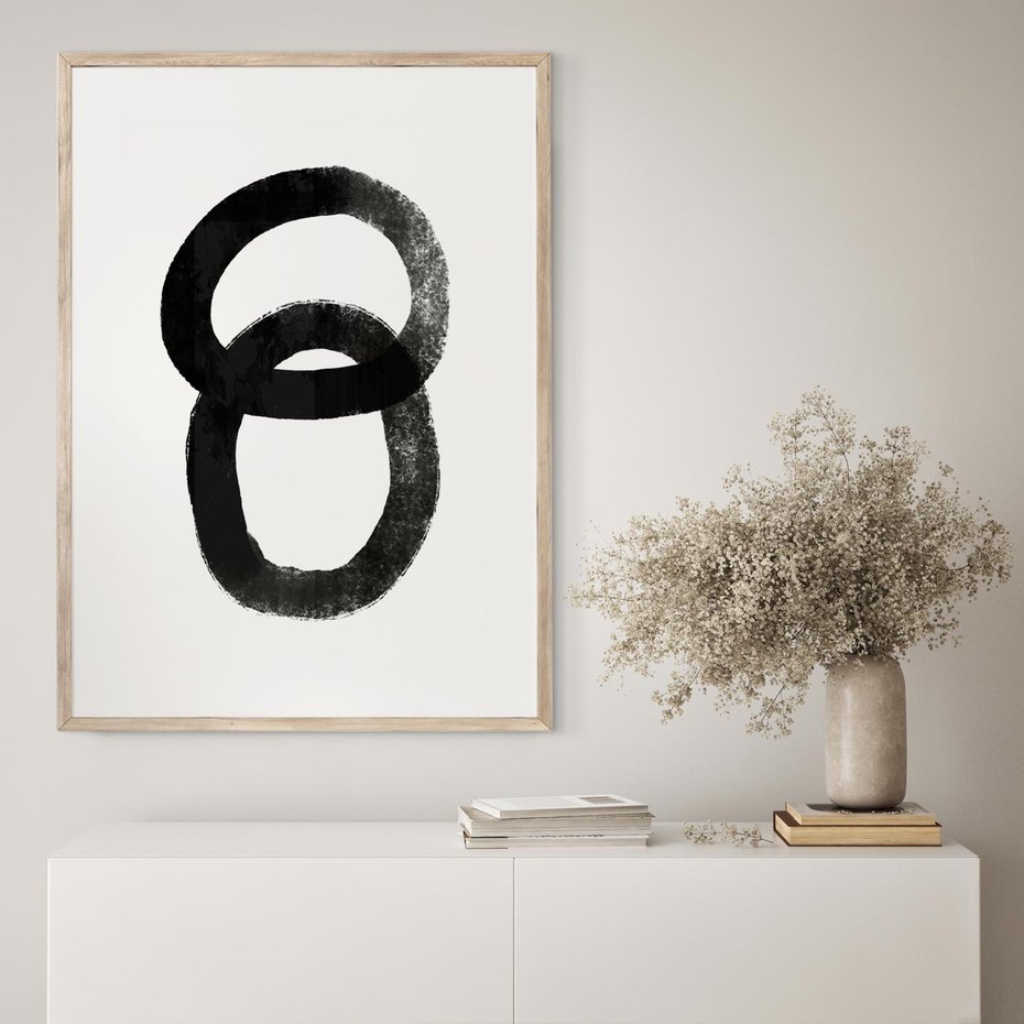 Plakat w ramie 30x40 - Kształtując Granice - abstrakcja, minimalizm - rama drewno