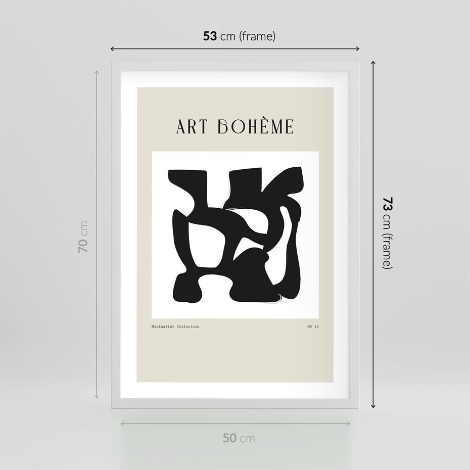 Plakat w ramie 50x70 - Boho Szepty - boho plakat, minimalizm - rama biała