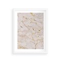 Plakat w ramie 30x40 - Beżowy Marmur i Złoto - marmur, beżowy marmur - rama biała