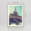 Plakat w ramie 50x70 - Wieża Eiffla w czarno-białej odsłonie - Eiffla, Paryż - rama drewno