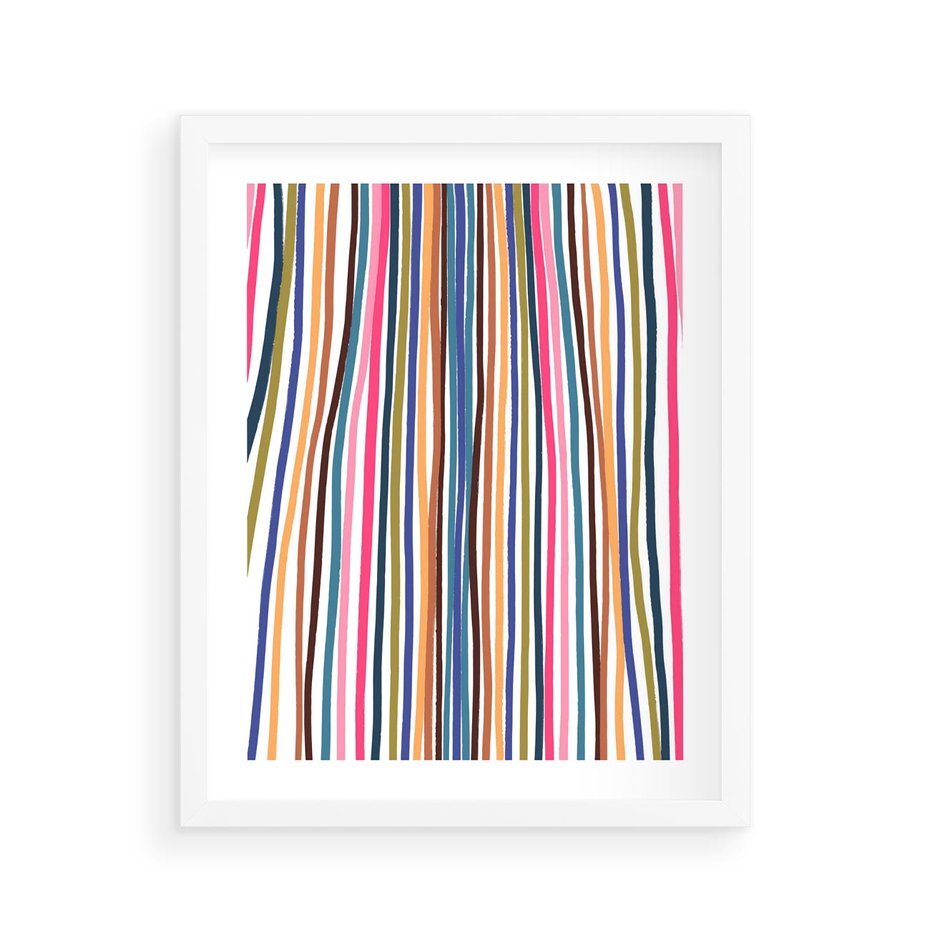 Plakat w ramie 40x50 - Energetyczne Nurtujące - kolorowe wzory, tęczowe żywe kolory - rama biała