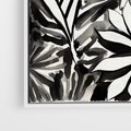 Obraz w ramie 80x120 - Czarne Liście - akwarelowy obraz, czarno biały - rama biała