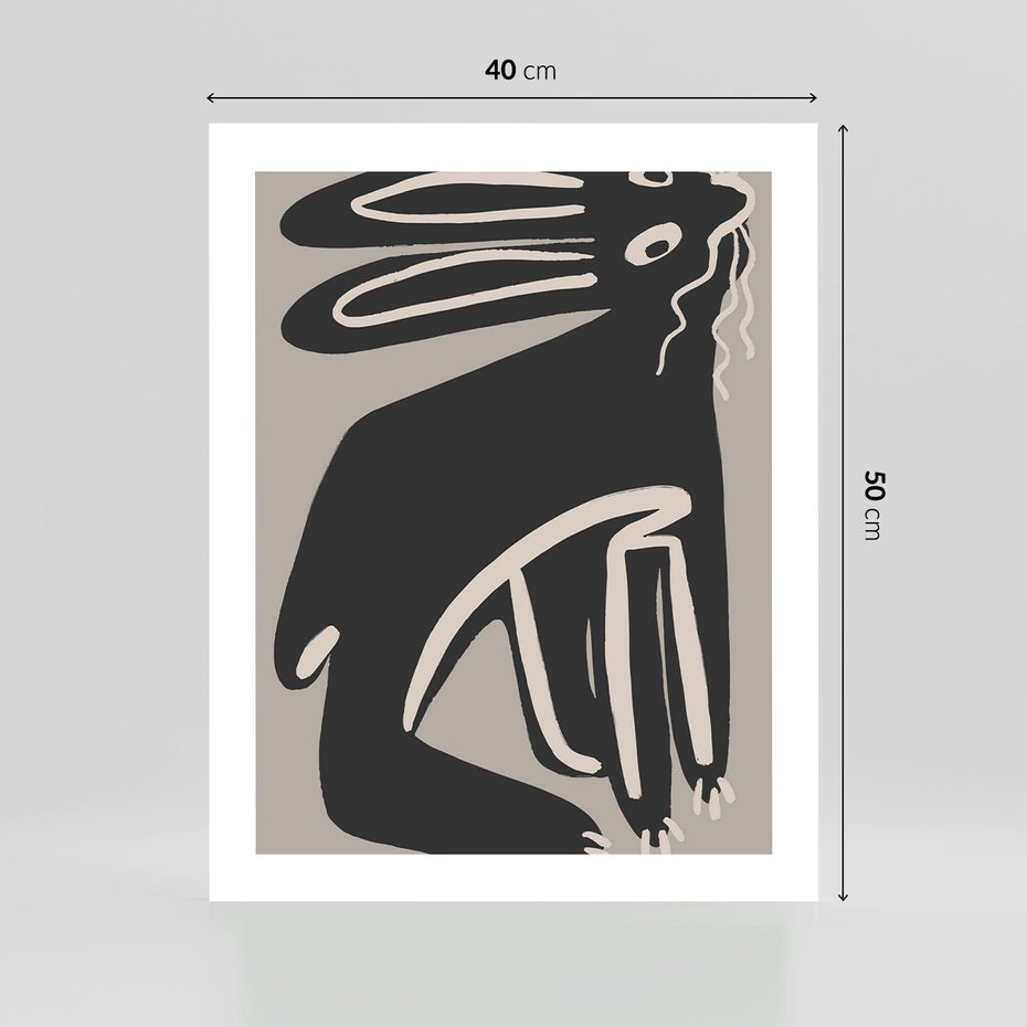 Plakat bez ramy 40x50 - Konturujące Struktury - skandynawska sztuka, królik