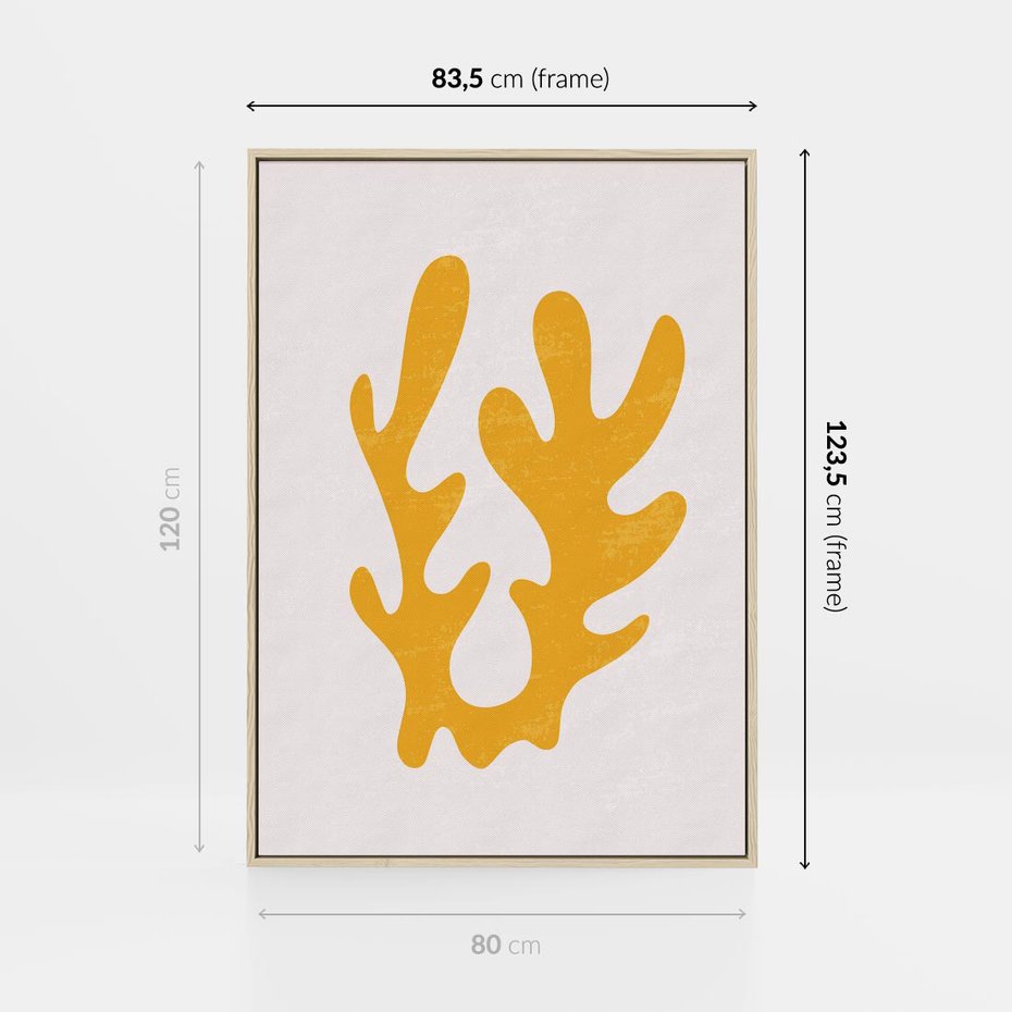 Obraz w ramie 80x120 - Abstrakcyjna Synergia - abstrakcyjna żółta forma, minimalizm - rama drewno